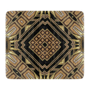Art Deco Schwarz Gold Geometrisches Stylisches Gla Schneidebrett
