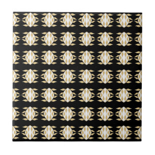 Art Deco Schwarz-Gold-Grafik Muster Fliese