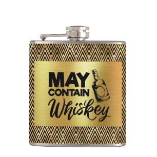 Art Deco Schwarz & Gold - Kann Whisky enthalten Flachmann