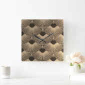 Art Deco Schwarz/Gold Lüfterdesign Uhr (Zuhause)