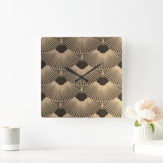Art Deco Schwarz/Gold Lüfterdesign Uhr (Zuhause)