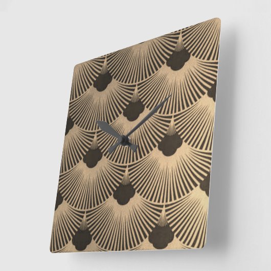 Art Deco Schwarz/Gold Lüfterdesign Uhr (Winkel)