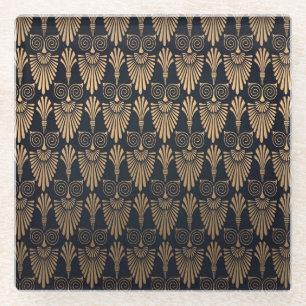 Art Deco Schwarz Gold: Retro. Glasuntersetzer
