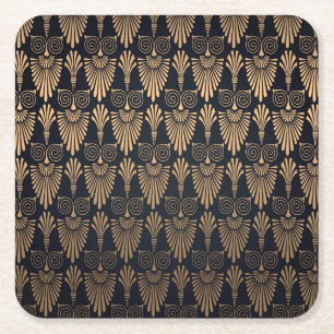 Art Deco Schwarz Gold: Retro. Rechteckiger Pappuntersetzer