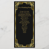 Art Deco Schwarz-Goldene Hochzeitsprogramm-Karten Programm (Rückseite)