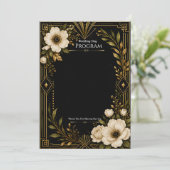 Art Deco Schwarz-Goldene Hochzeitsprogramm-Vorlage Programm (Stehend Vorderseite)