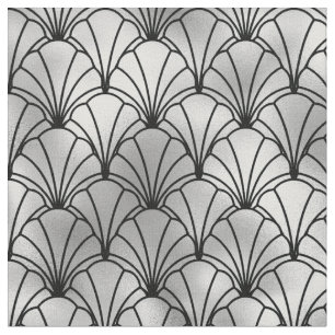 Art Deco Schwarz Silber Fächerschale Stoff