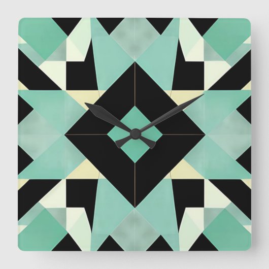 Art Deco Schwarz und Aquamarine Wall Uhr (Vorderseite)