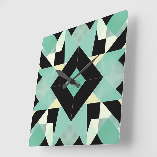 Art Deco Schwarz und Aquamarine Wall Uhr (Winkel)