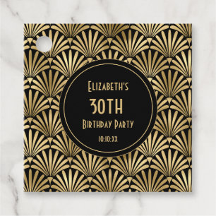 Art Deco Schwarz und Gold 30. Geburtstagsfeier Geschenkanhänger