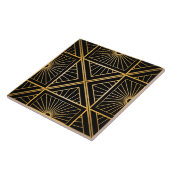 Art Deco Schwarz und Gold Abstrakt Geometrisch Fliese (Seite)