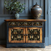 Art Deco Schwarz und Gold Blumenkäfermuster Seidenpapier