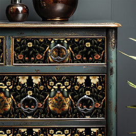 Art Deco Schwarz und Gold Blumenkäfermuster Seidenpapier