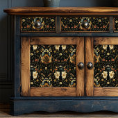 Art Deco Schwarz und Gold Blumenkäfermuster Seidenpapier