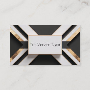 Art Deco Schwarz und Gold Chevron Geometrischer Lu Visitenkarte