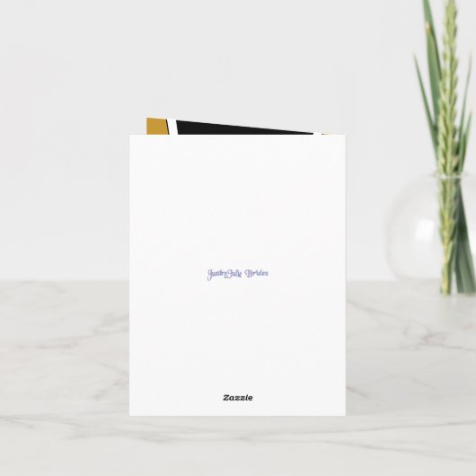 Art Deco Schwarz und Gold Design Hochzeit Dankeskarte (Rückseite)