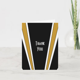 Art Deco Schwarz und Gold Design Hochzeit Dankeskarte