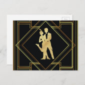 Art Deco schwarz und gold flapper der 1920er Postkarte (Vorne/Hinten)