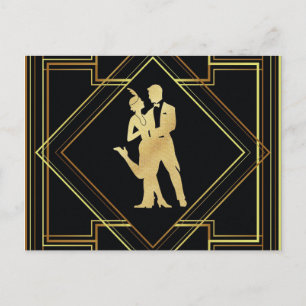 Art Deco schwarz und gold flapper der 1920er Postkarte