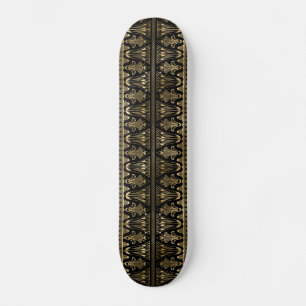 Art Deco Schwarz und Gold Foil Muster Skateboard