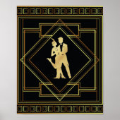 Art Deco, Schwarz und Gold geometrische Flapper 20 Poster (Vorne)