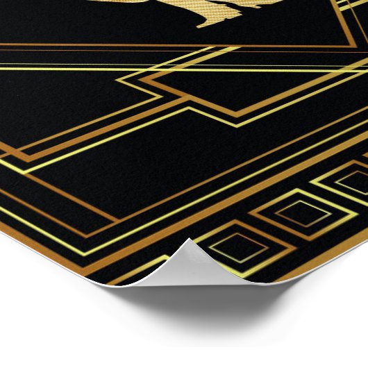 Art Deco, Schwarz und Gold geometrische Flapper 20 Poster (Ecke)