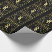 Art Deco Schwarz und Gold geometrische Flapper Geschenkpapier (Ecke)