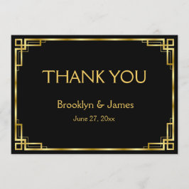 Art Deco Schwarz und Gold Hochzeit Vielen Dank Kar Dankeskarte