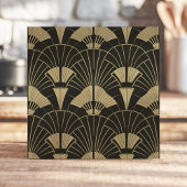 Art Deco Schwarz und Gold Lüftermuster Fliese