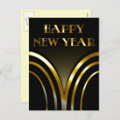 Art Deco Schwarz und Gold Neue Jahre Postkarte (Vorne/Hinten)