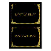 Art Deco, Schwarz und Gold Platzierungskarten Tischnummer (Vorderseite)