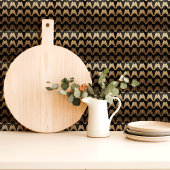 Art Deco Schwarz und Gold Scallop Muster Fliese