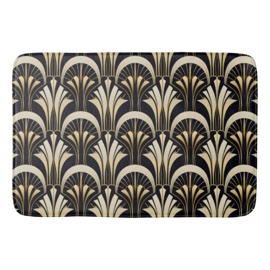 Art Deco Schwarz und Gold symmetrisch Badematte (Vorderseite)