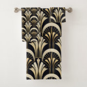 Art Deco Schwarz und Gold symmetrisch Badhandtuch Set (Insitu)