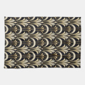 Art Deco Schwarz und Gold symmetrisch Geschirrtuch (Horizontal)