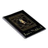 Art Deco, schwarz und goldfarbener Flattergatsby d Notizblock (Rechte Seite)