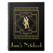 Art Deco, schwarz und goldfarbener Flattergatsby d Notizblock (Vorderseite)