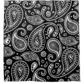 Art Deco Schwarz und Weiß Floral Paisley Muster Duschvorhang (Vorderseite)