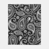 Art Deco Schwarz und Weiß Floral Paisley Muster Fleecedecke (Vorderseite)