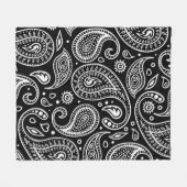 Art Deco Schwarz und Weiß Floral Paisley Muster Fleecedecke (Vorderseite (Horizontal))