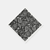 Art Deco Schwarz und Weiß Floral Paisley Muster Serviette (Ecke)