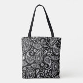 Art Deco Schwarz und Weiß Floral Paisley Muster Tasche (Rückseite)