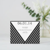 Art Deco Schwarz und Weiß Streifen Save the Date (Stehend Vorderseite)