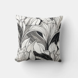 Art Deco Schwarz-Weiß-Blütenkissen Kissen