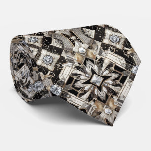Art Deco Schwarz-Weiß-Diamanten  Krawatte