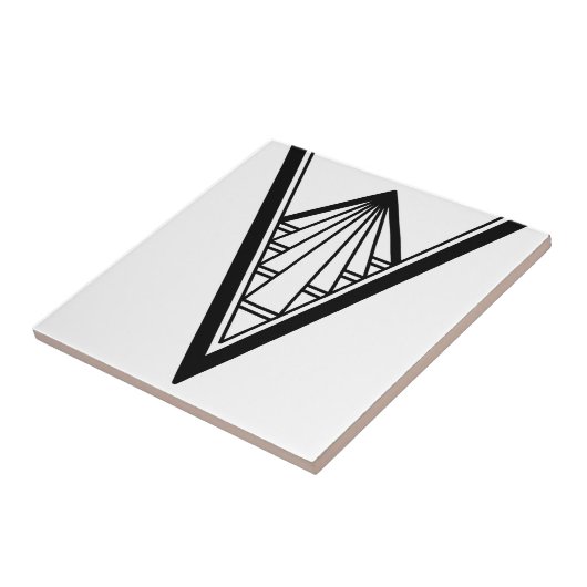 Art Deco Schwarz-weiß Elegant V Gestaltete Stilfti Fliese (Seite)