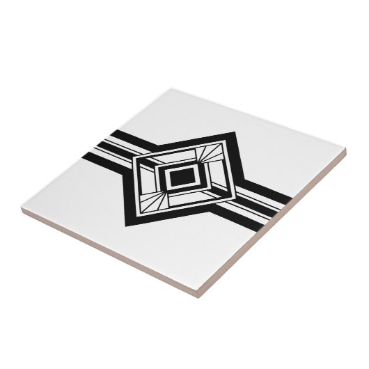 Art Deco Schwarz-weiß Elegante geometrische Grenze Fliese (Seite)