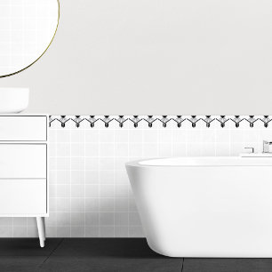 Art Deco Schwarz-weiß Elegante geometrische Grenze Fliese