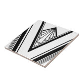 Art Deco Schwarz-weiß Elegante Geometrische Knopf Fliese (Seite)