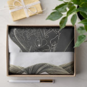 Art Deco Schwarz-weiß Feline Decoupage Seidenpapier (Geschenk)